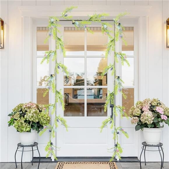 6 FT Easter Garland, Lighted Artificial Garlands with Egg, 20 LED Lights - Picture 6 of 10